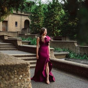 Eliza J Ruffle Gown-Black Tie Wedding